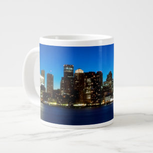 Boston skyline with moon large coffee mug