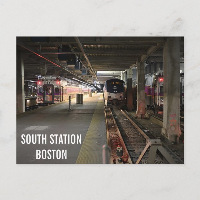 Boston South Station Train Station Postcard (Front)
