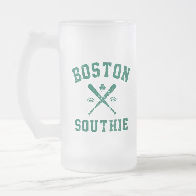 Boston Southie  Frosted Glass Beer Mug (Left)