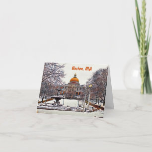 Boston State House in Winter  Card