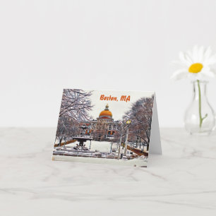 Boston State House in Winter Card