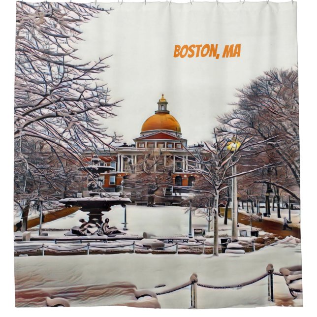 Boston State House in Winter  Shower Curtain (Front)