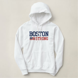 Boston Strong American Flag Embroidery Embroidered Hoodie