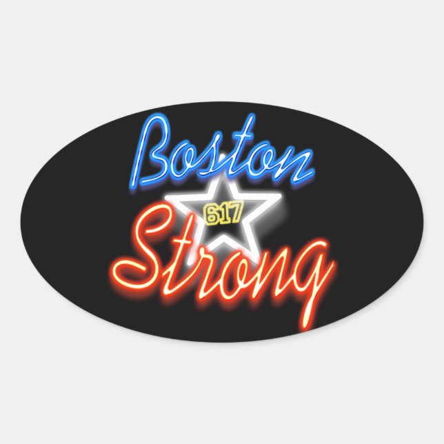 Boston Strong and Glowing Oval Sticker (Front)