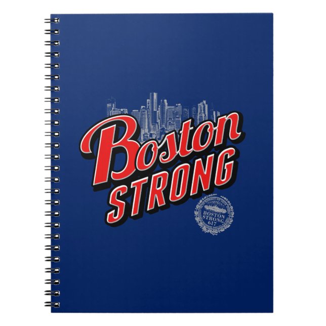 Boston Strong in red and blue decor Notebook (Front)