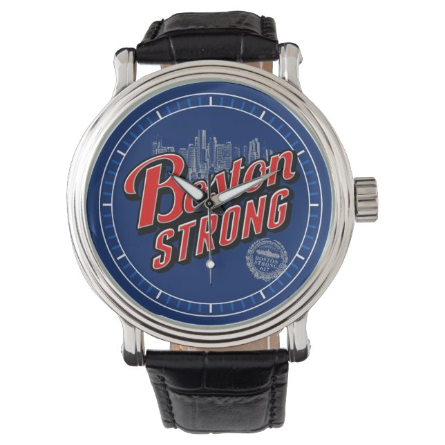 Boston Strong in red and blue dial decor Watch (Front)
