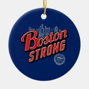 Boston Strong on a Blue Decor  Ceramic Tree Decoration