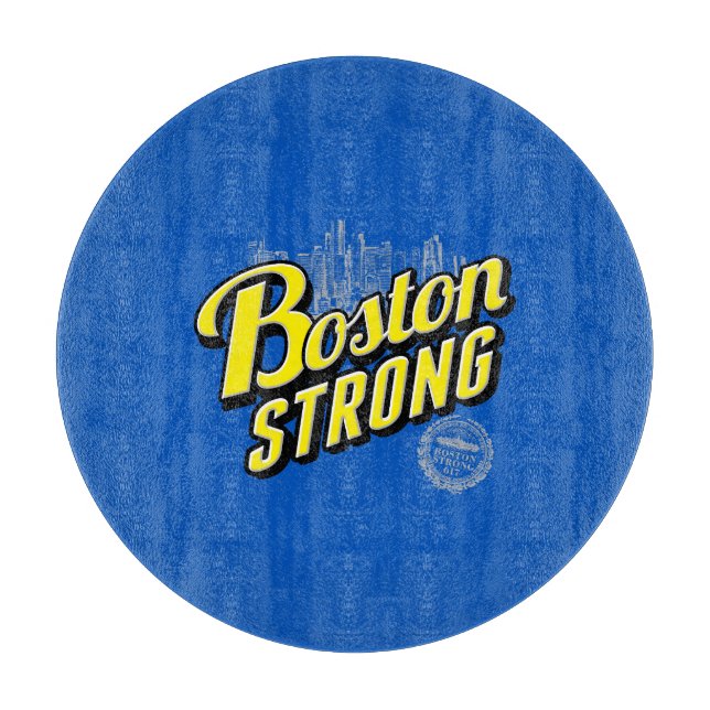 Boston Strong on a Blue Decor Cutting Board (Front)