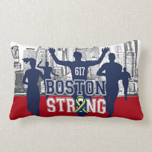 Boston Strong Spirit Runners on Red Lumbar Cushion