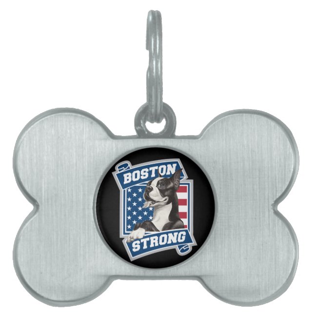 BOSTON STRONG TERRIER crest style Pet Name Tag (Front)