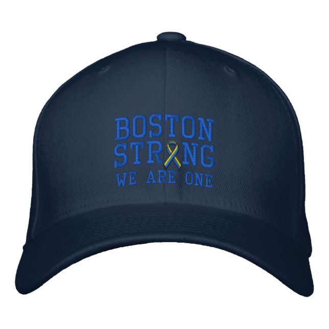 Boston Strong WE ARE ONE Ribbon Edition Embroidered Hat (Front)