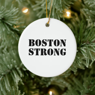 "Boston Strong" white black Ceramic Tree Decoration