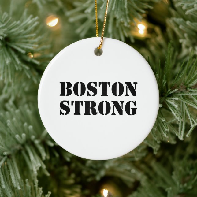 "Boston Strong" white black Ceramic Tree Decoration (Tree)