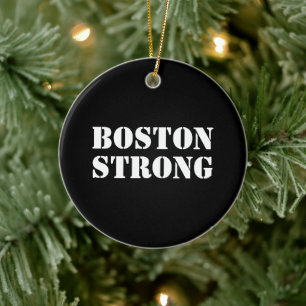 "Boston Strong" white black Ceramic Tree Decoration