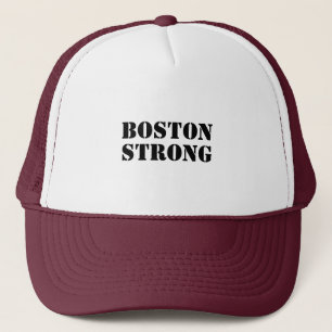 "Boston Strong" white black sports Trucker Hat