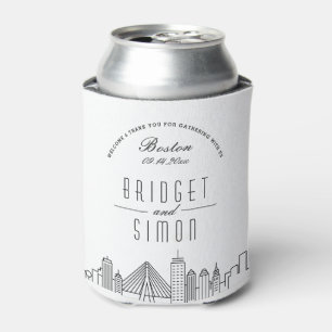 Boston Stylised Skyline   Wedding Can Cooler