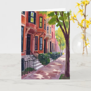 Boston Summer Massachusetts Brownstone Houses Card