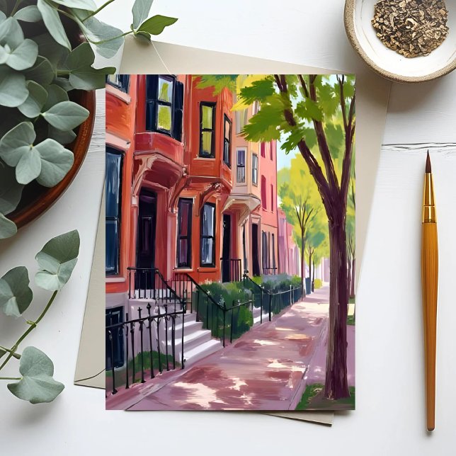 Boston Summer | Massachusetts Brownstone Houses Postcard (Creator Uploaded)