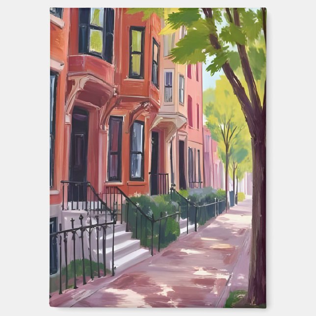 Boston Summer | Massachusetts Brownstones Magnet (Front)