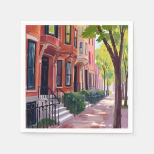 Boston Summer Massachusetts Brownstones Napkin