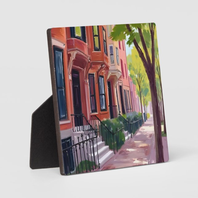 Boston Summer | Massachusetts Brownstones Plaque (Front)