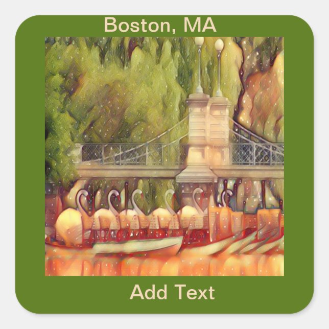 Boston Swan Boats in Summer   Square Sticker (Front)
