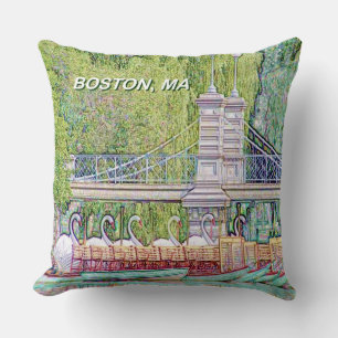 Boston Swan Boats Pencil and Ink Filter Cushion