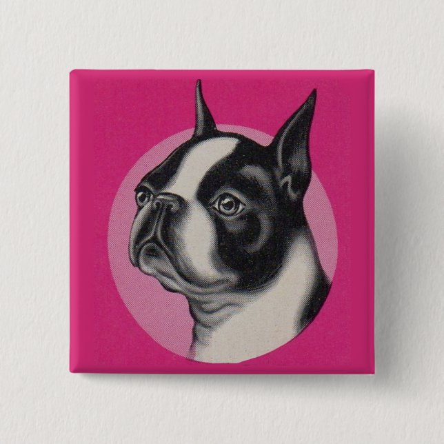 Boston terrier 15 cm square badge (Front)