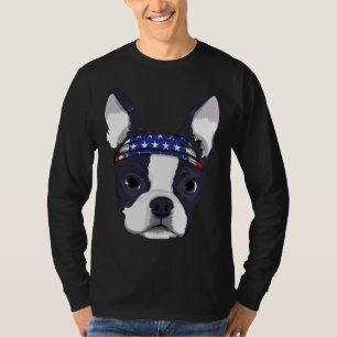 Boston Terrier 4th Of July American Flag Bandanna T-Shirt