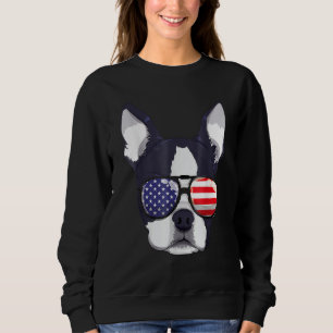 Boston Terrier 4th Of July American Sunglass Boys Sweatshirt