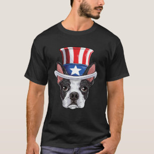 Boston Terrier 4th of July Uncle Sam Kids Boys Ame T-Shirt