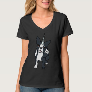 Boston Terrier Alicorn Canines And Felines T-Shirt