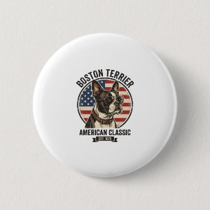 Boston Terrier American Classic Dog Flag Sunglasse 6 Cm Round Badge