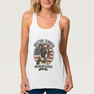 Boston Terrier American Classic Dog Flag Sunglasse Singlet