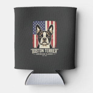 Boston Terrier American Classic Flag Can Cooler
