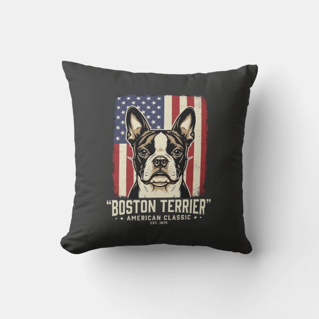 Boston Terrier American Classic Flag Cushion (Front)