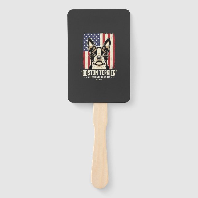 Boston Terrier American Classic Flag Hand Fan (Front)
