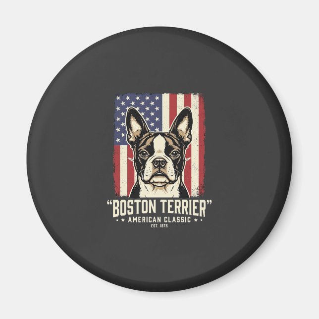 Boston Terrier American Classic Flag Magnet (Front)