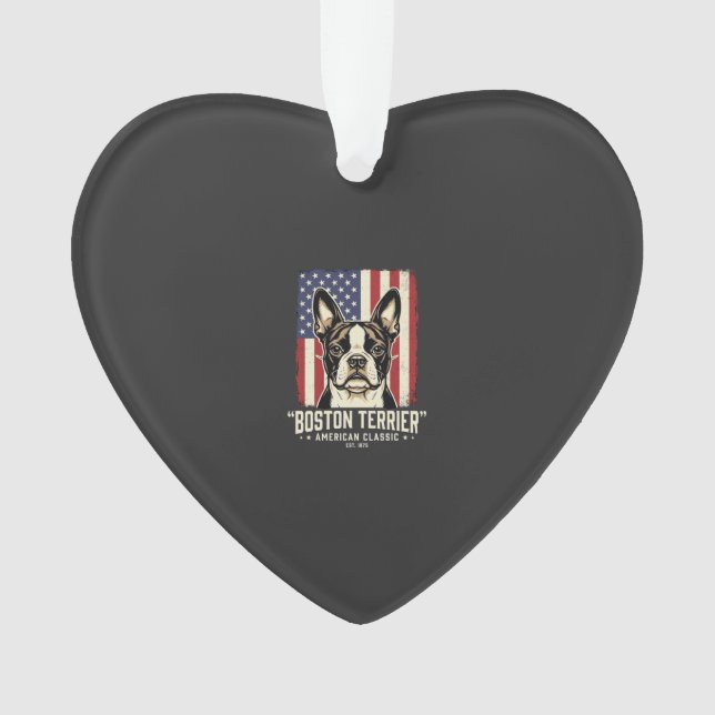 Boston Terrier American Classic Flag Ornament (Front)