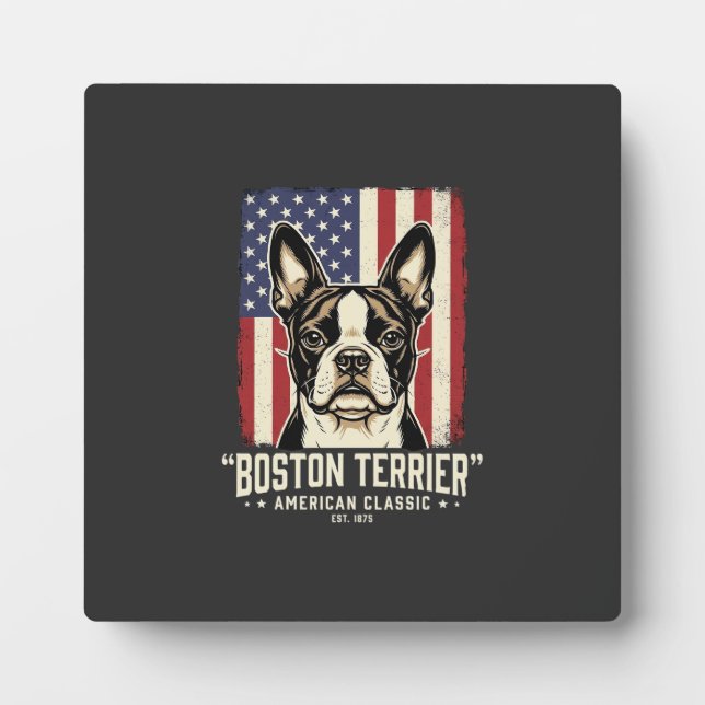 Boston Terrier American Classic Flag Plaque (Front)