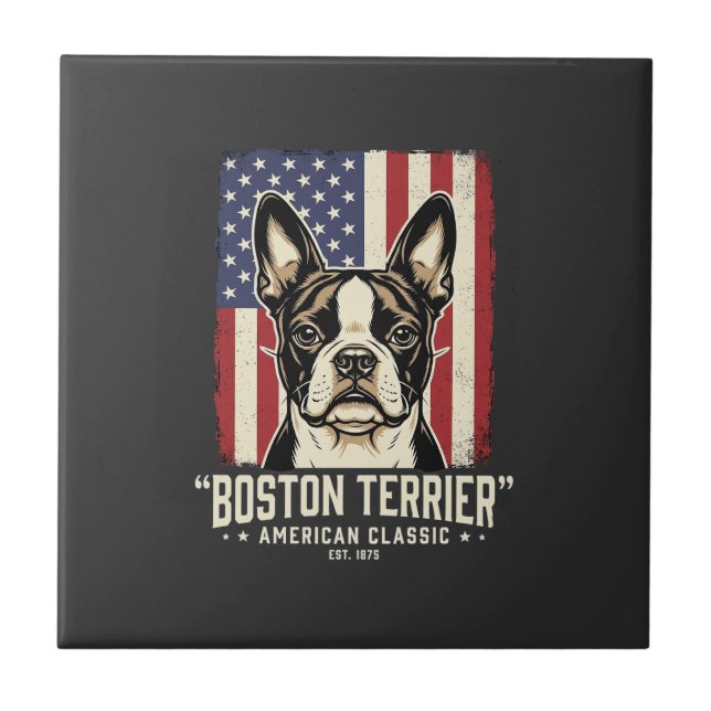 Boston Terrier American Classic Flag Tile (Front)