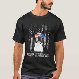 Boston Terrier American Flag 4th Of July Dog T-Shirt