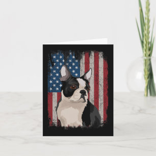 Boston Terrier American Flag Patriotic 4th Of July Card