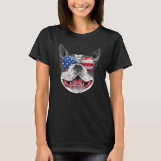 Boston Terrier American Usa Flag 4th Of July Fourt T-Shirt