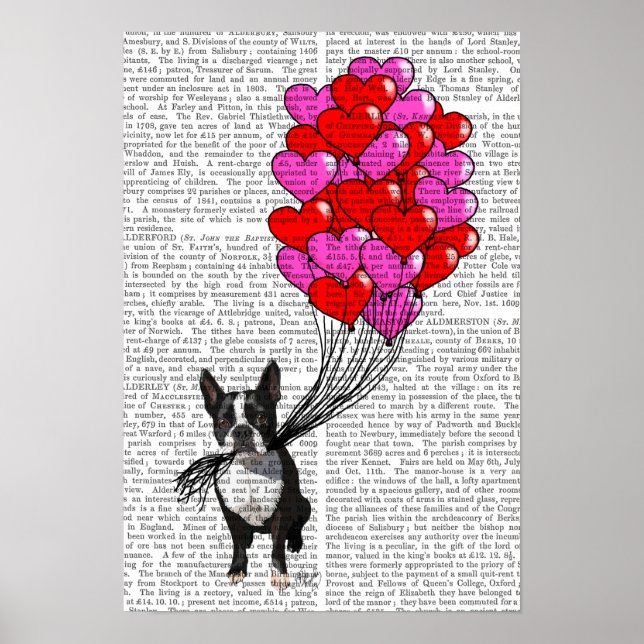 Boston Terrier And Balloons Poster (Front)