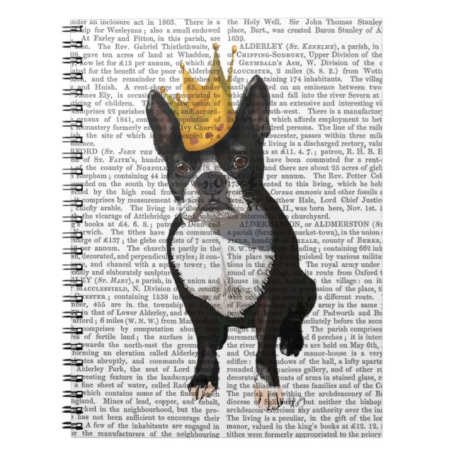 Boston Terrier And Crown Notebook (Front)
