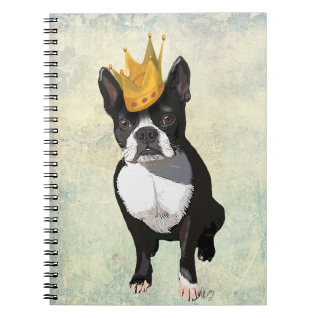 Boston Terrier and Crown Spiral Notebook (Front)