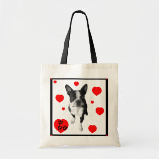 Boston Terrier and Hearts Tote