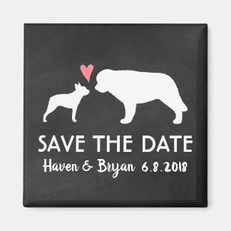 Boston Terrier and Saint Bernard Save the Date Magnet