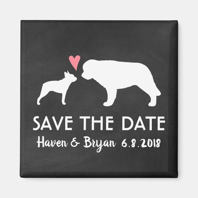 Boston Terrier and Saint Bernard Save the Date Magnet (Front)